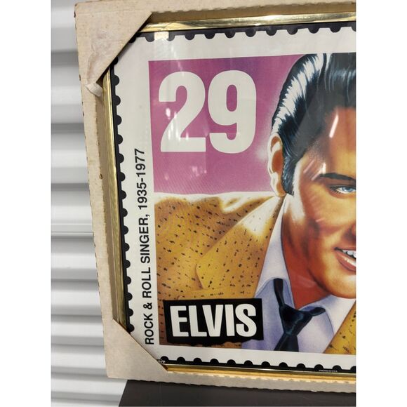ELVIS PRESLEY 1992 GLASS Picture 29 Cent Stamp In Frame 22.5" x 18.5" Frame - Picture 4 of 7